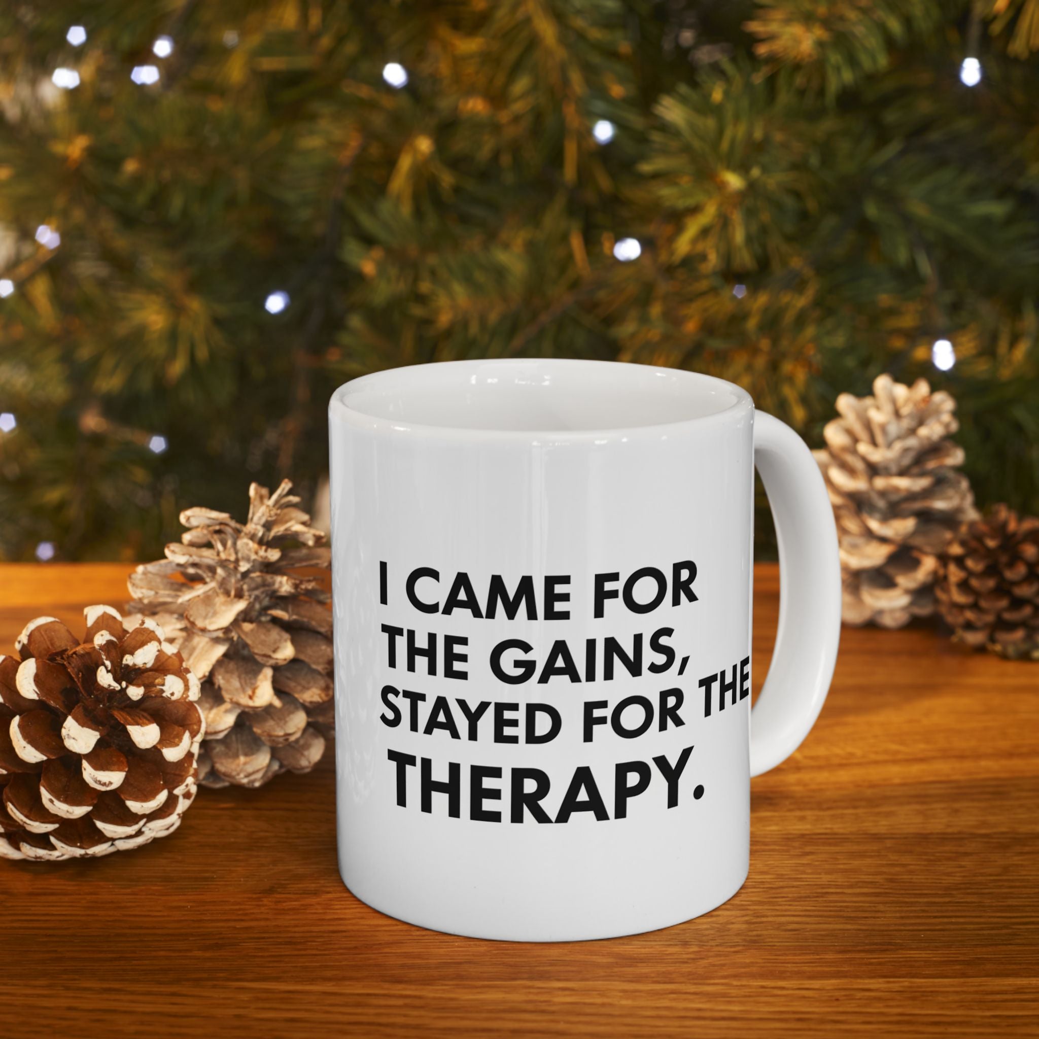 “Came For The Gains, Stayed For The Therapy” Ceramic Mug | Stock Rager™ Premium Drinkware for Traders