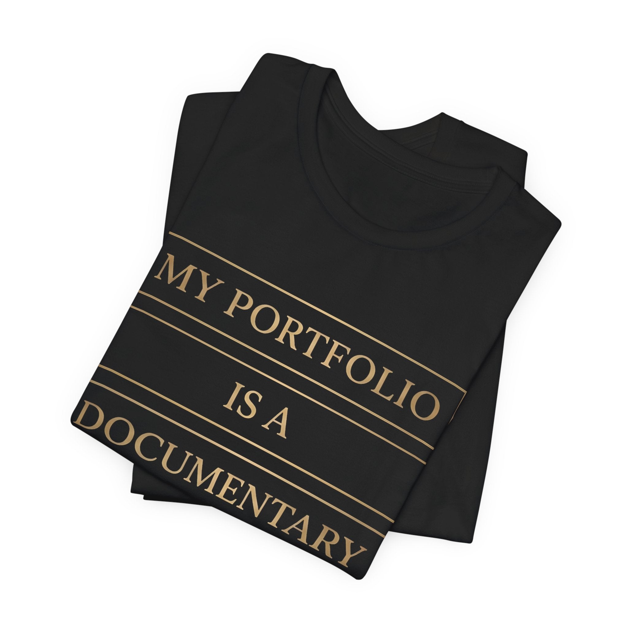 My Portfolio Is A Documentary T-Shirt | Stock Rager™ - Premium Black Cotton Tee