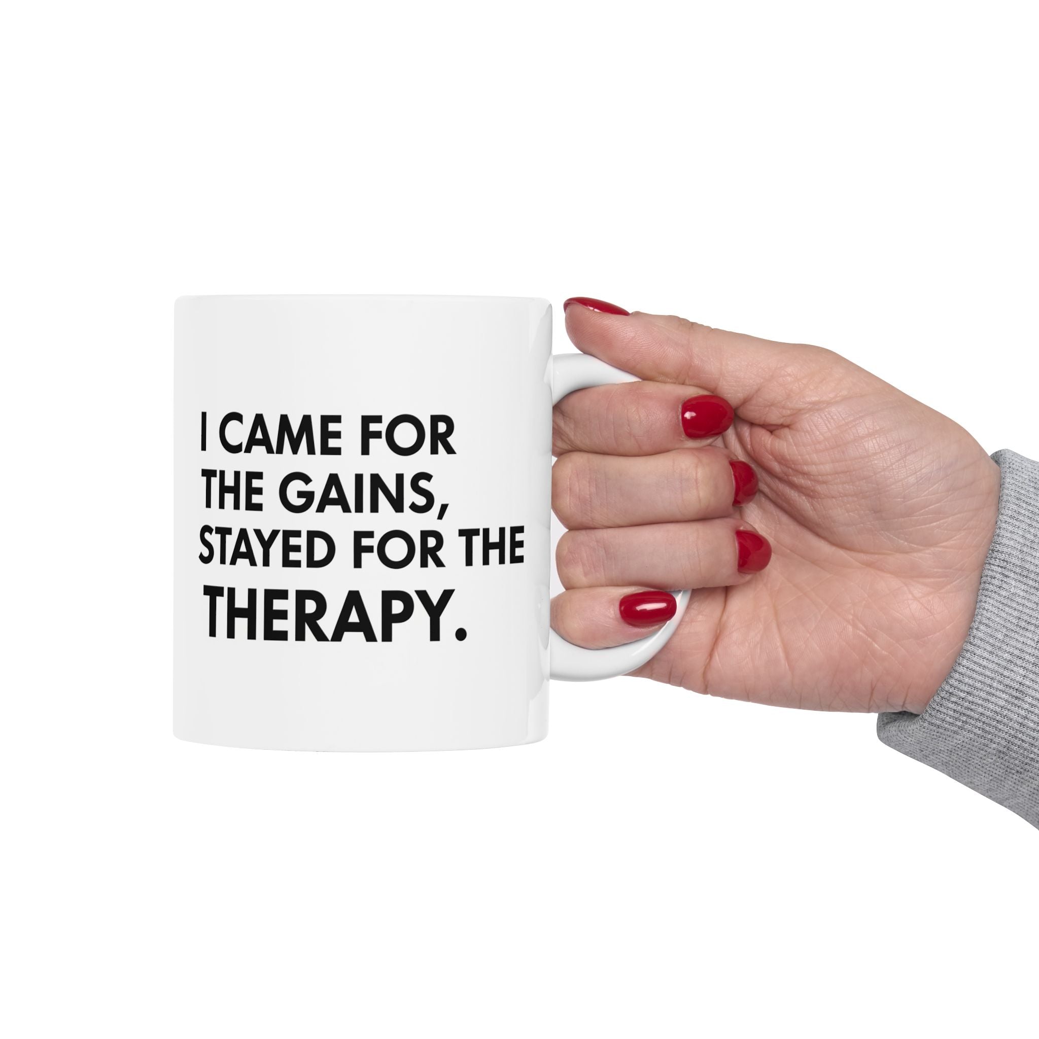 “Came For The Gains, Stayed For The Therapy” Ceramic Mug | Stock Rager™ Premium Drinkware for Traders