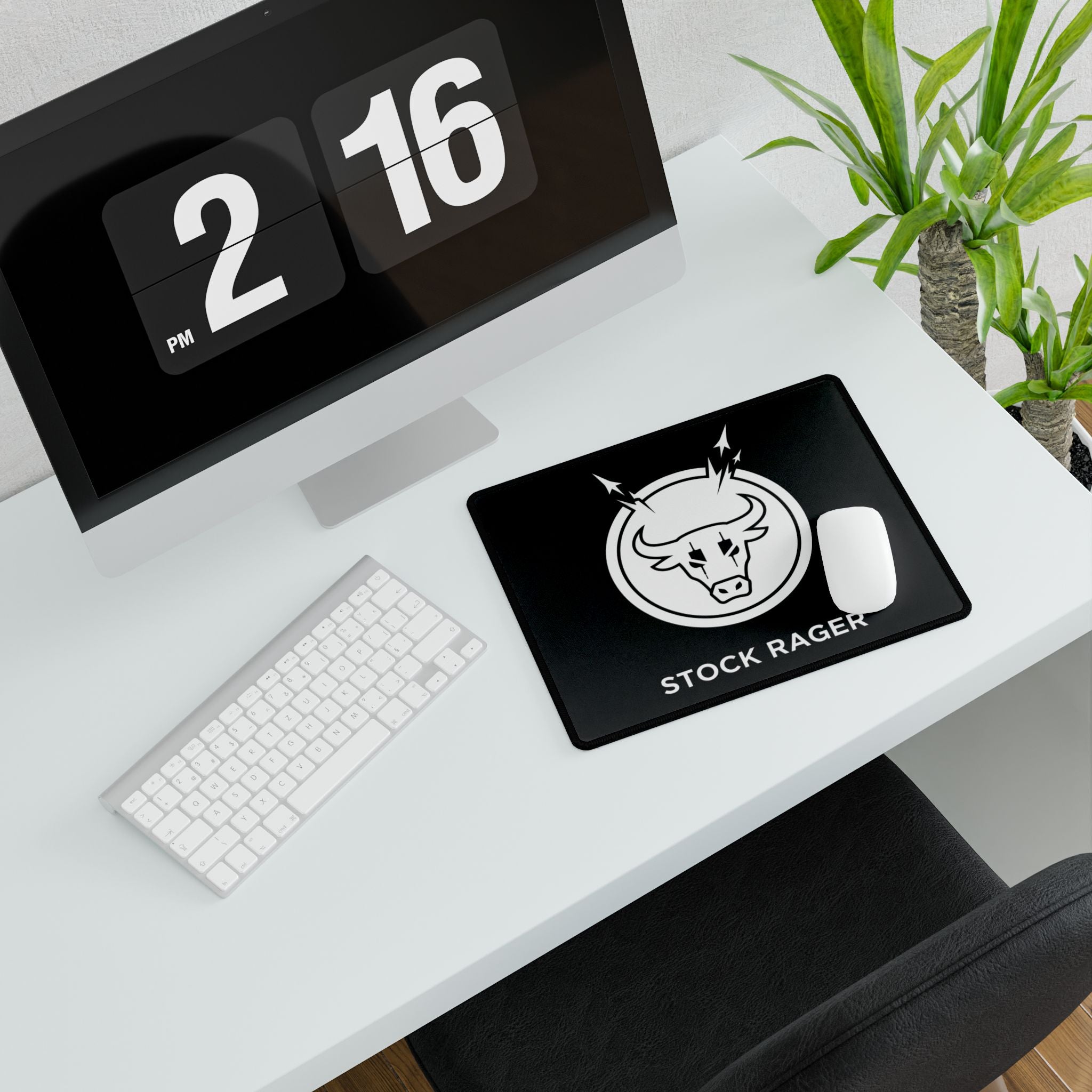 Stock Rager™ Bull Desk Mat | Large Minimal Trading Mouse Pad