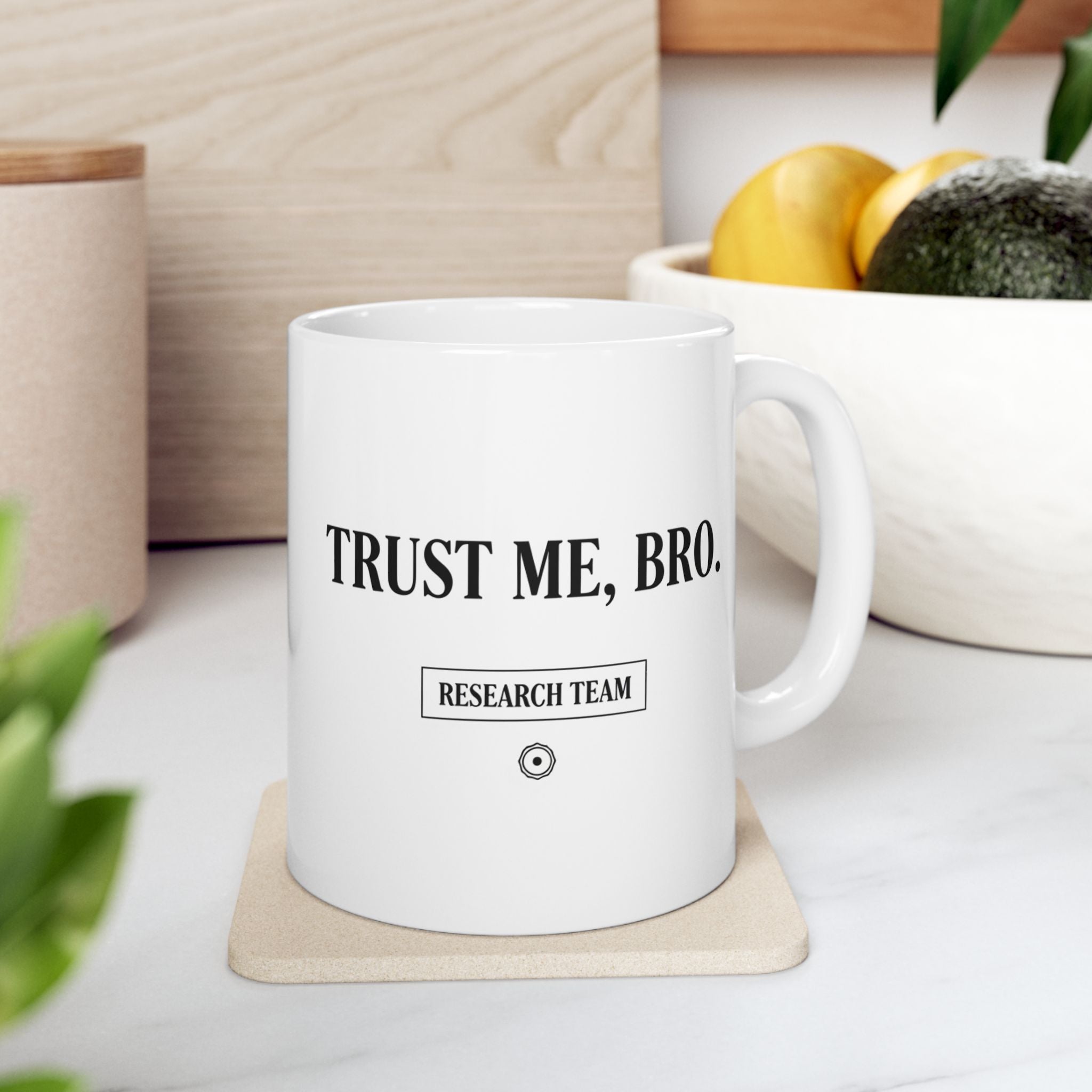 “Trust Me Bro Research Team” Ceramic Mug | Stock Rager™ Premium Drinkware for Traders