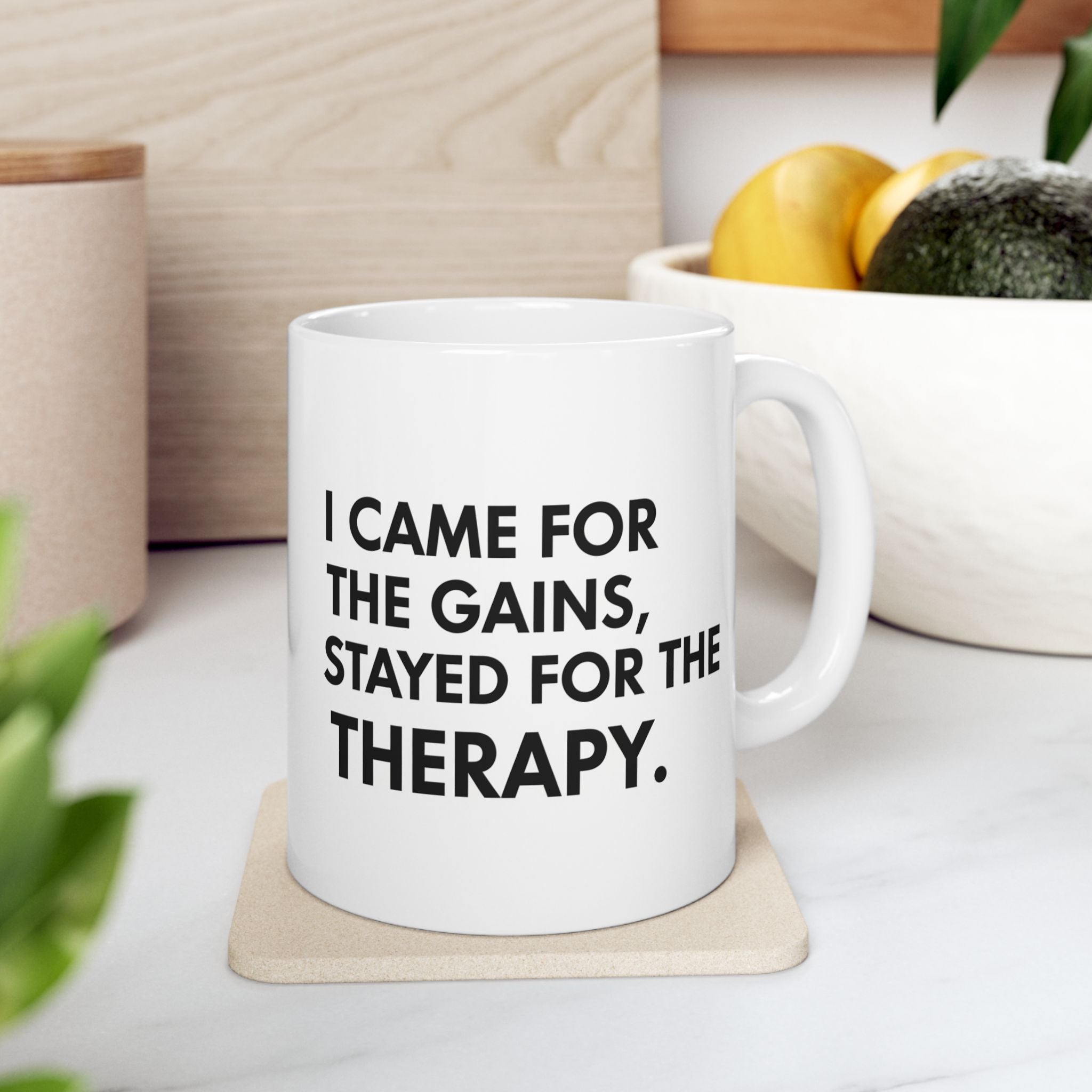 “Came For The Gains, Stayed For The Therapy” Ceramic Mug | Stock Rager™ Premium Drinkware for Traders