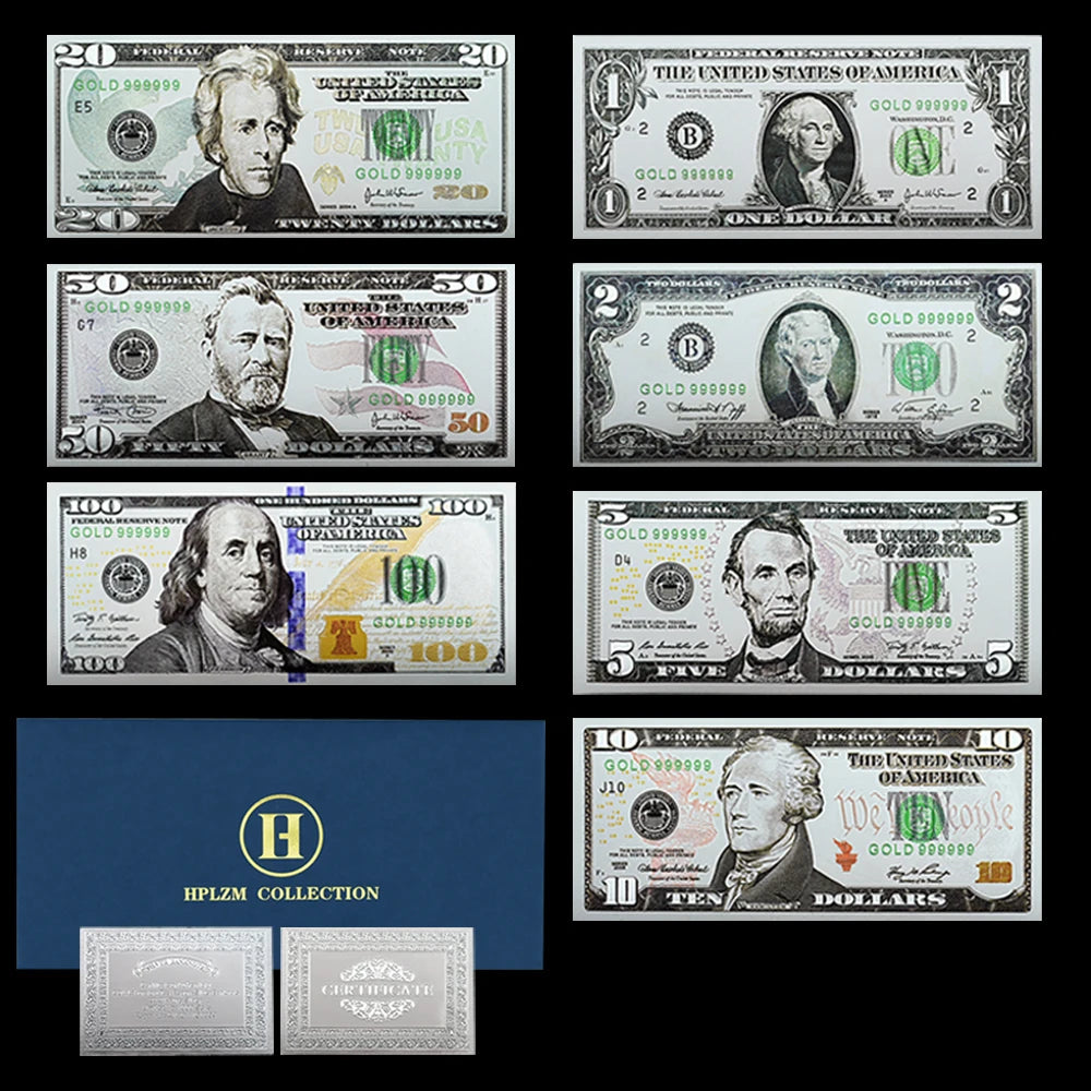 Collectible US Dollar Silver Banknotes – 7-Piece Set