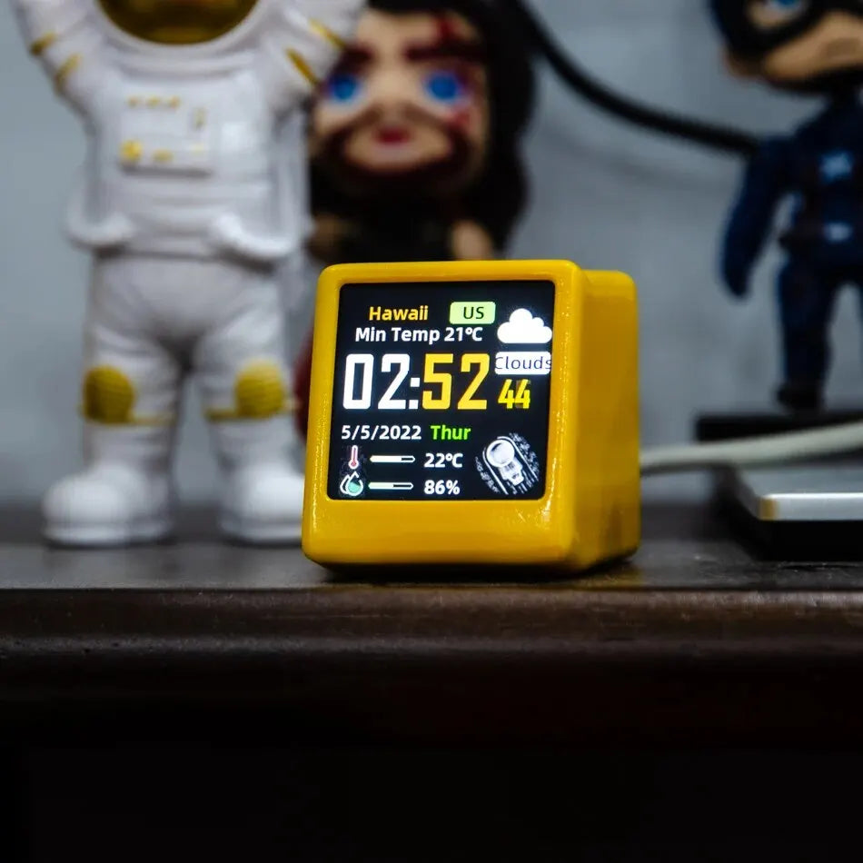 Smart WiFi Mini Digital Weather Desk Clock IPS Display | StockRager™ Ultra Modern Trading Station Clock