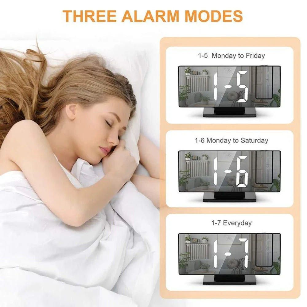 180° Projection LED Alarm Clock with Temperature Display | StockRager™ Smart Desk Time Projector