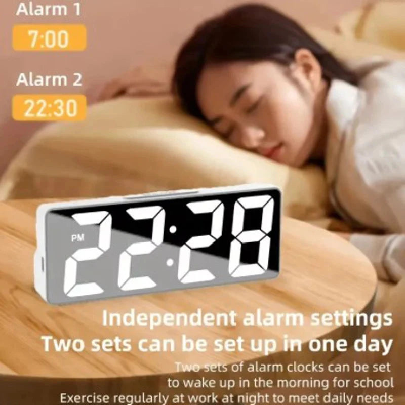 LED Digital Alarm Clock with Temperature Display | StockRager™ Minimal Desk Time & Focus Clock
