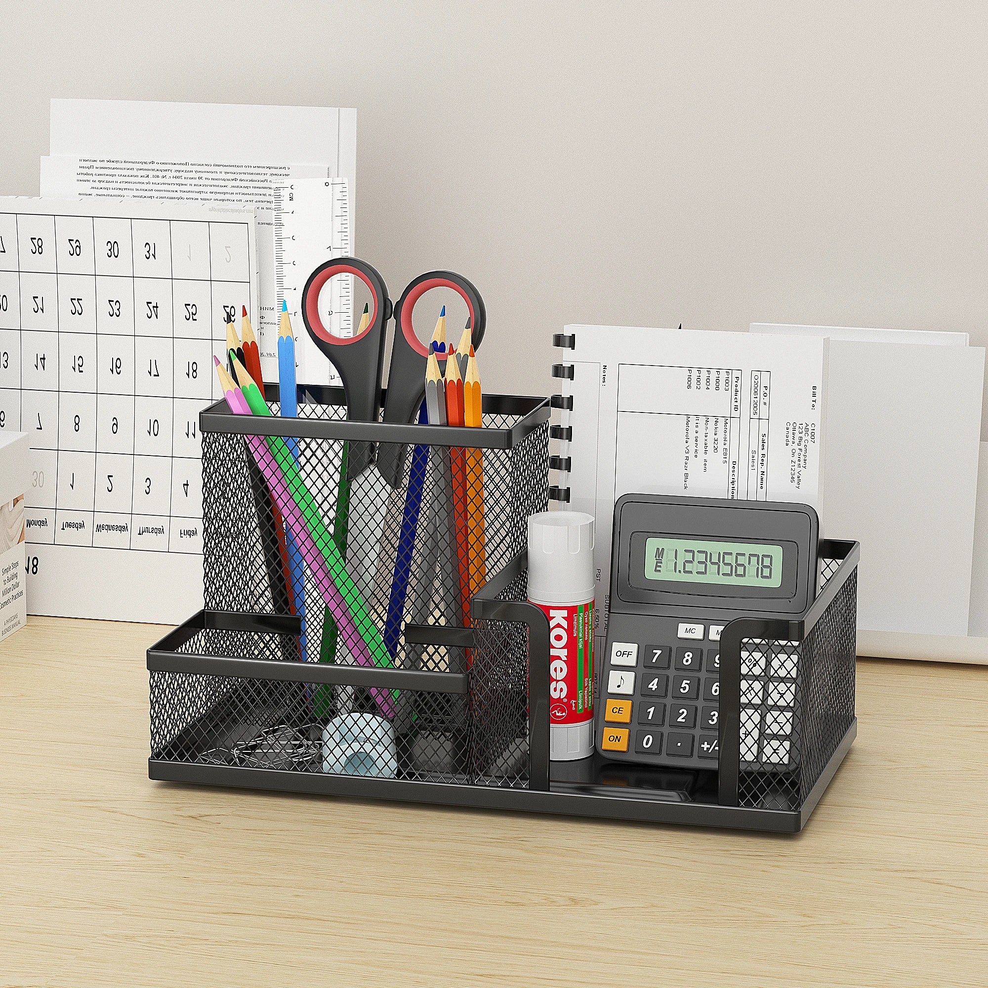 Mesh Desk Organizer with 3 Compartments | StockRager™ Premium Metal Desk Storage