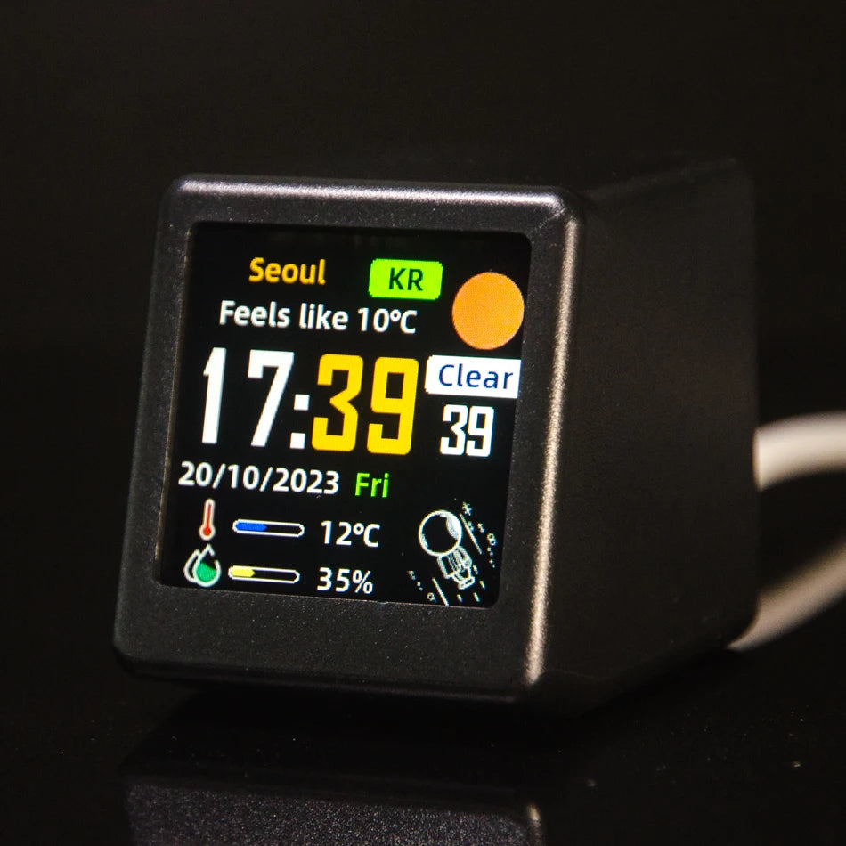 Smart WiFi Mini Digital Weather Desk Clock IPS Display | StockRager™ Ultra Modern Trading Station Clock