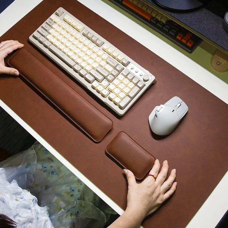 Large PU Leather Desk Mat with Wrist Rest (3-Piece Set) | StockRager™ Premium Trading Surface