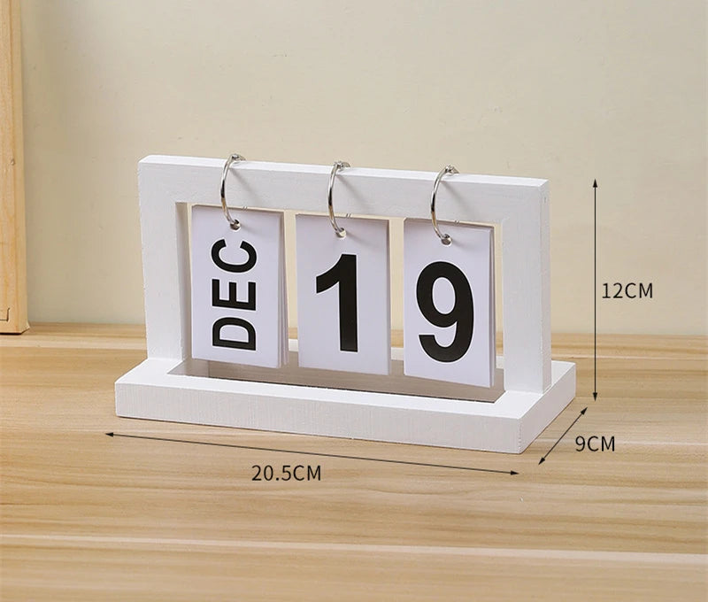 Wooden Perpetual Desk Calendar Flip Planner | StockRager™ Minimal Desktop Time System