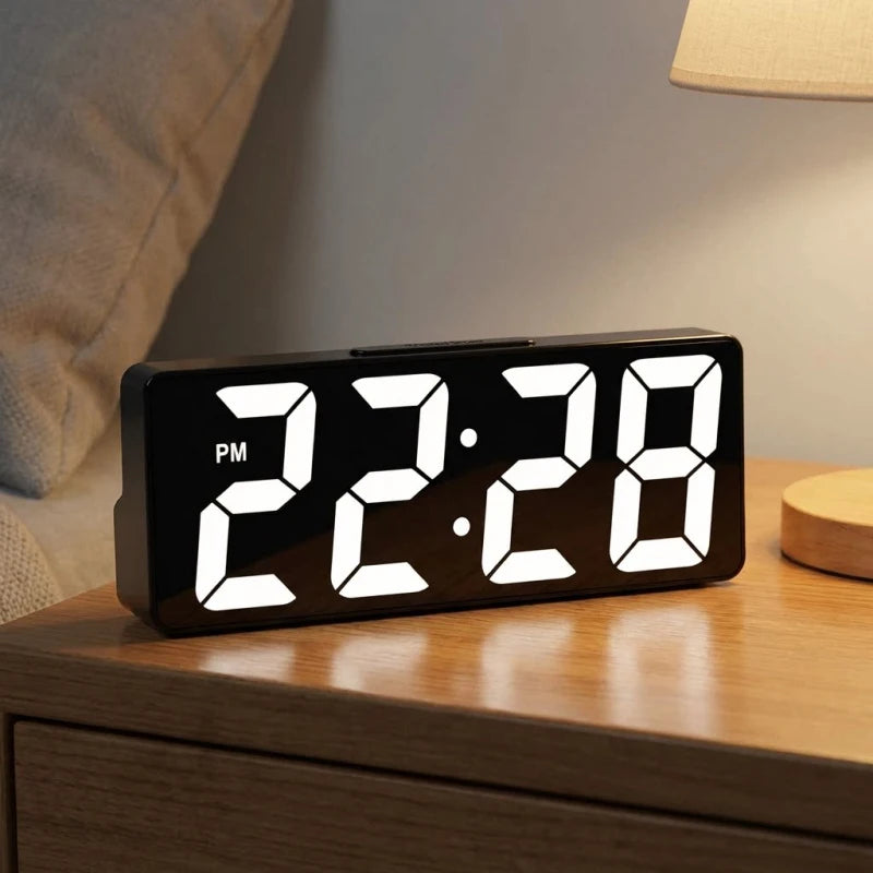 LED Digital Alarm Clock with Temperature Display | StockRager™ Minimal Desk Time & Focus Clock