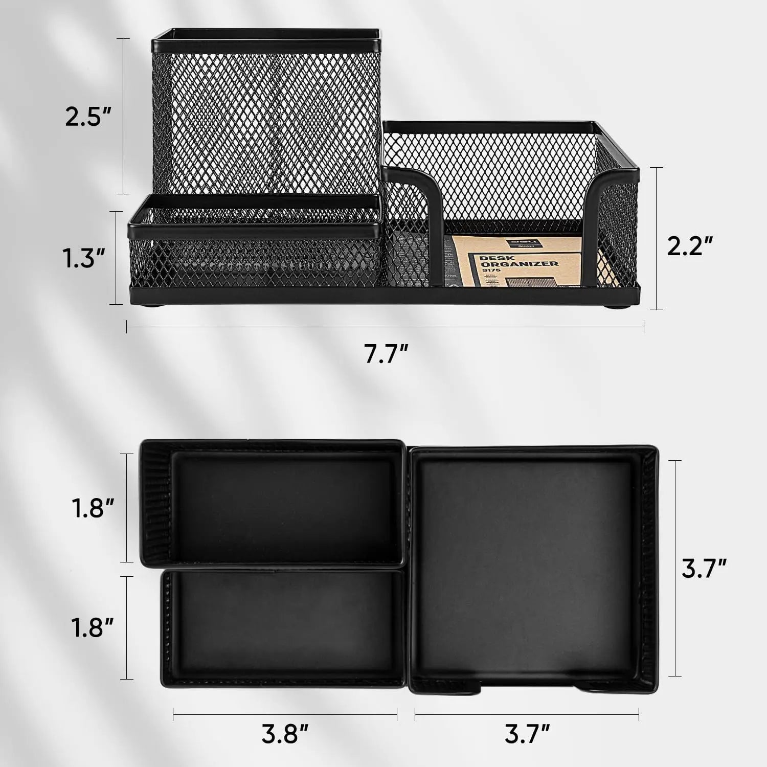 Mesh Desk Organizer with 3 Compartments | StockRager™ Premium Metal Desk Storage