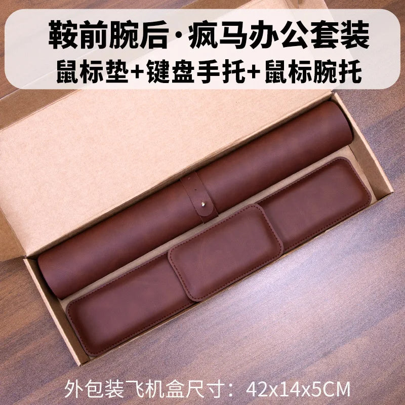 Large PU Leather Desk Mat with Wrist Rest (3-Piece Set) | StockRager™ Premium Trading Surface