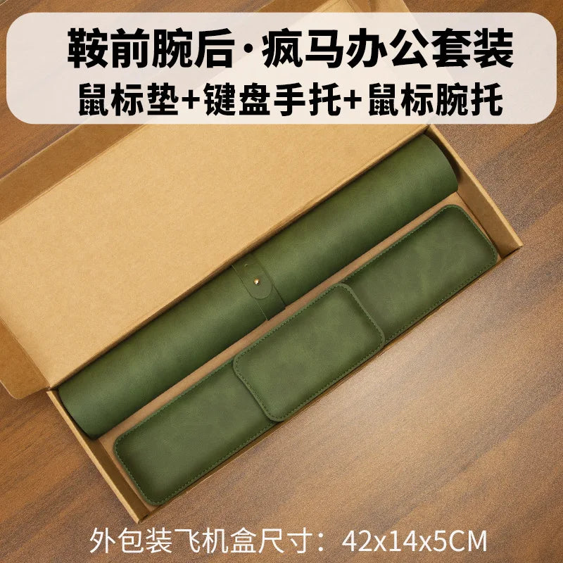 Large PU Leather Desk Mat with Wrist Rest (3-Piece Set) | StockRager™ Premium Trading Surface