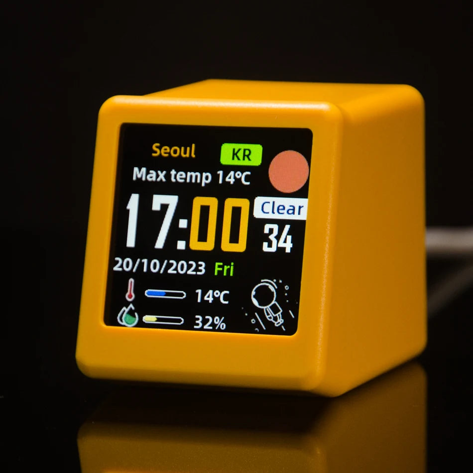 Smart WiFi Mini Digital Weather Desk Clock IPS Display | StockRager™ Ultra Modern Trading Station Clock