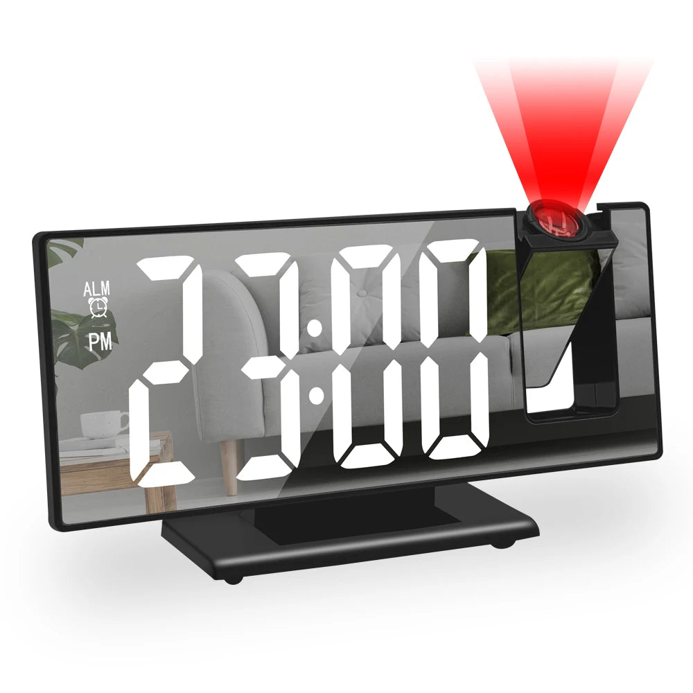180° Projection LED Alarm Clock with Temperature Display | StockRager™ Smart Desk Time Projector