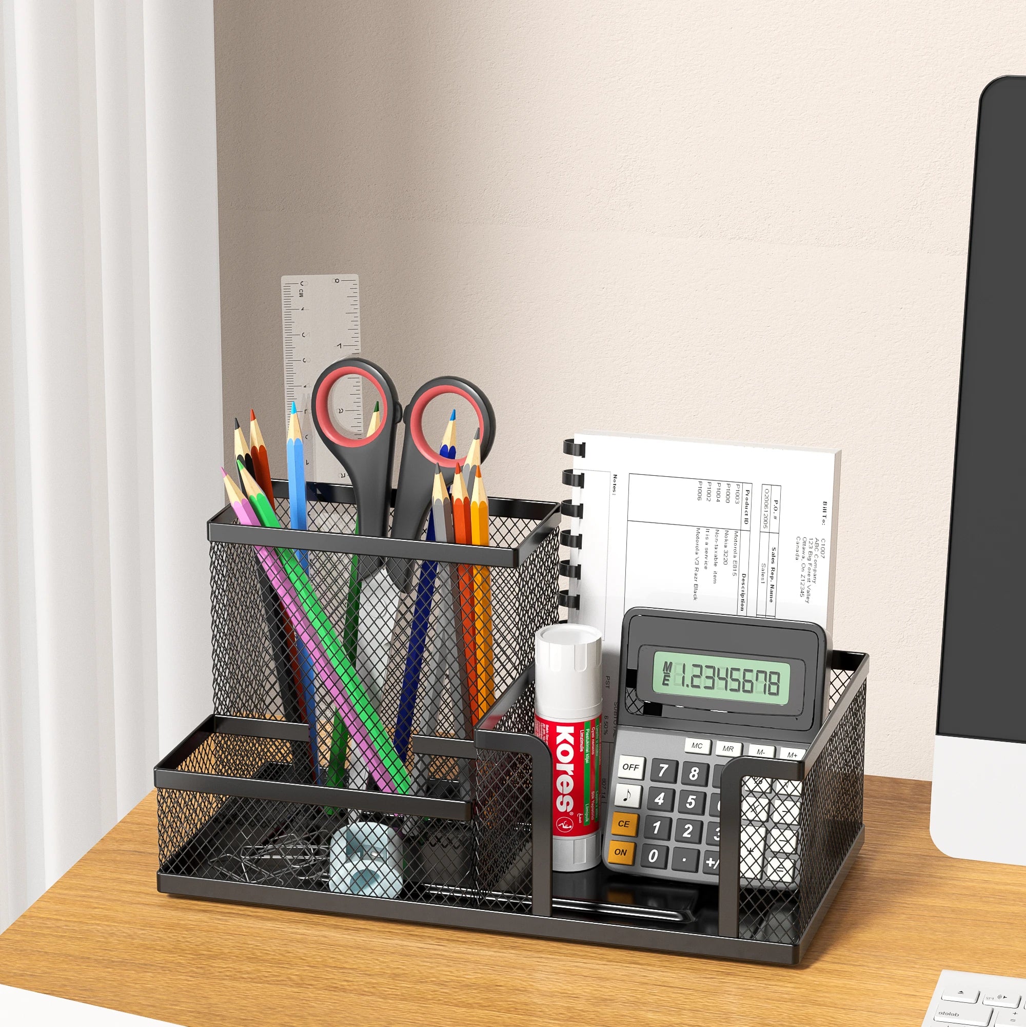 Mesh Desk Organizer with 3 Compartments | StockRager™ Premium Metal Desk Storage