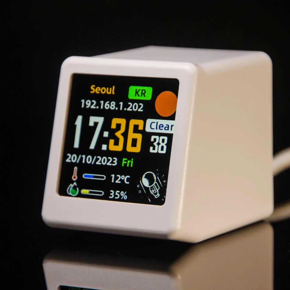 Smart WiFi Mini Digital Weather Desk Clock IPS Display | StockRager™ Ultra Modern Trading Station Clock