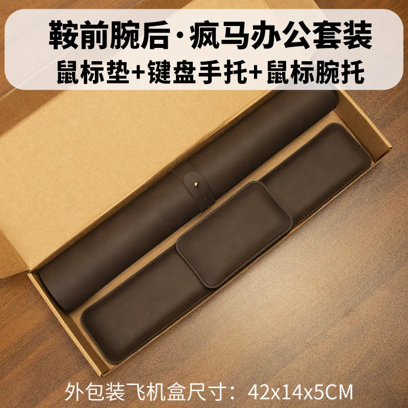 Large PU Leather Desk Mat with Wrist Rest (3-Piece Set) | StockRager™ Premium Trading Surface