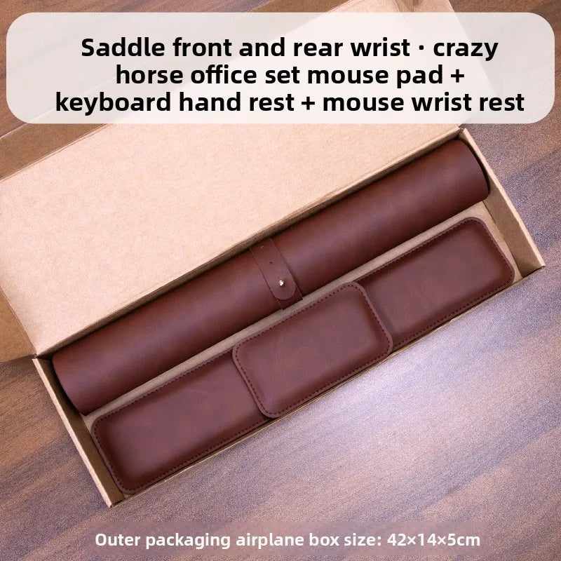 Large PU Leather Desk Mat with Wrist Rest (3-Piece Set) | StockRager™ Premium Trading Surface