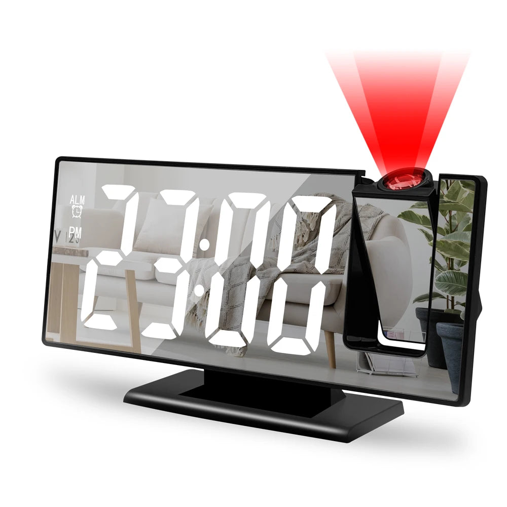 180° Projection LED Alarm Clock with Temperature Display | StockRager™ Smart Desk Time Projector