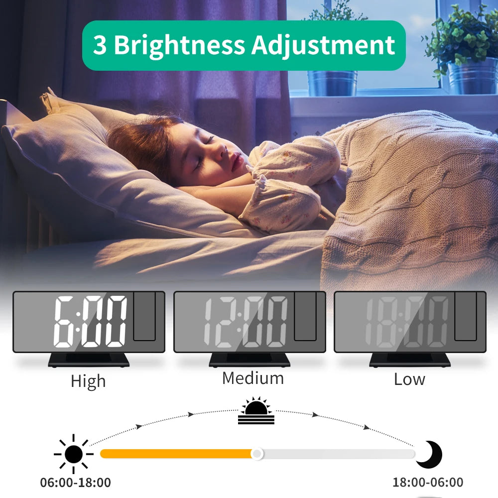 180° Projection LED Alarm Clock with Temperature Display | StockRager™ Smart Desk Time Projector