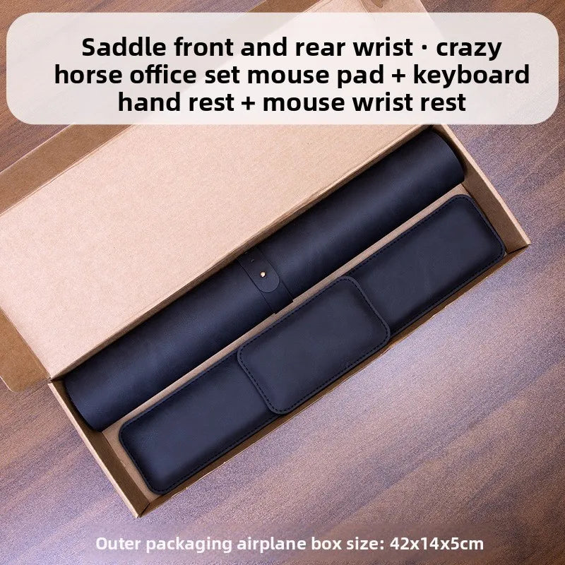 Large PU Leather Desk Mat with Wrist Rest (3-Piece Set) | StockRager™ Premium Trading Surface