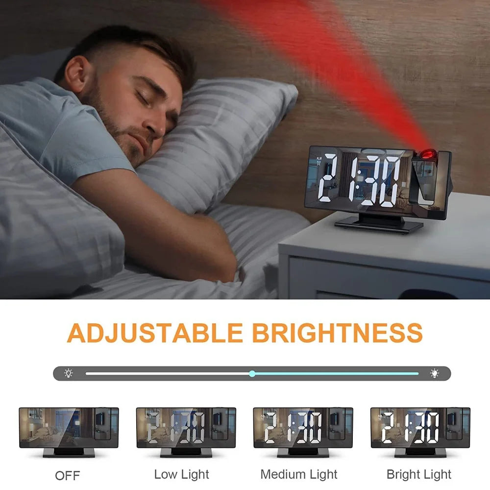 180° Projection LED Alarm Clock with Temperature Display | StockRager™ Smart Desk Time Projector