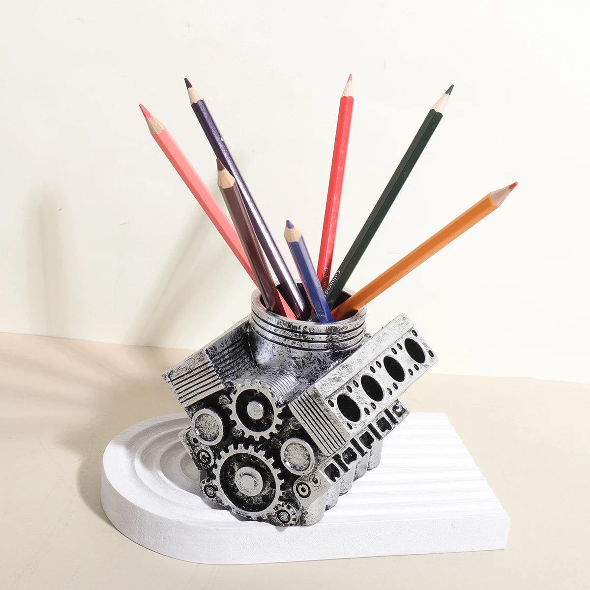 V8 Engine Pen Holder Desk Organizer | StockRager™ Automotive-Inspired Desktop Piece