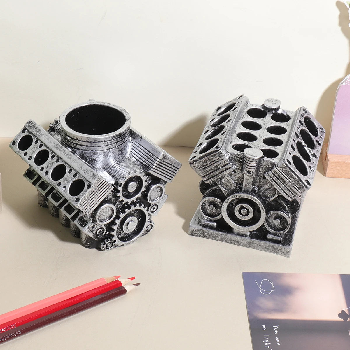 V8 Engine Pen Holder Desk Organizer | StockRager™ Automotive-Inspired Desktop Piece