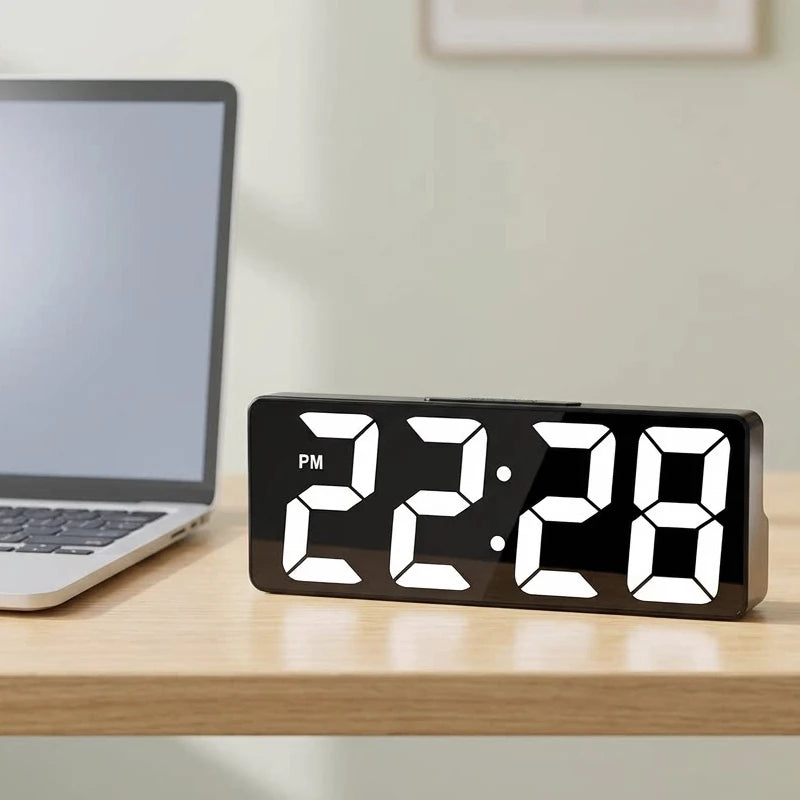 LED Digital Alarm Clock with Temperature Display | StockRager™ Minimal Desk Time & Focus Clock