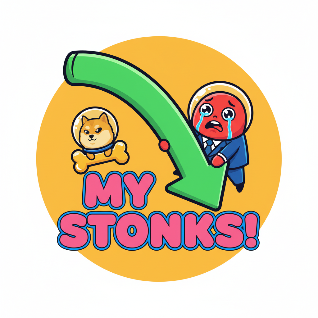 “A single adult meme-style T-shirt icon, cartoonish and playful, featuring a funny trading meme or trader joke, bold and exaggerated, colorful, clean background, simple composition, centered for circular crop, high-contrast for small display, fun and eye-catching.”
