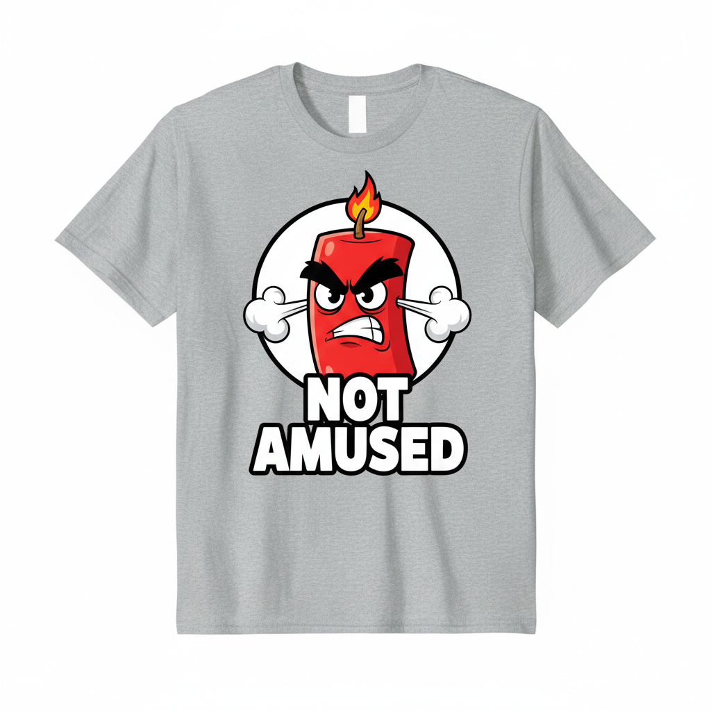“Single cartoon-style adult T-shirt with a hilarious trading meme, such as a tiny angry red candle face or a panic trader illustration, exaggerated and playful, bright colors, clean background, centered for circular crop, simple and bold, designed to be eye-catching at small size.”

